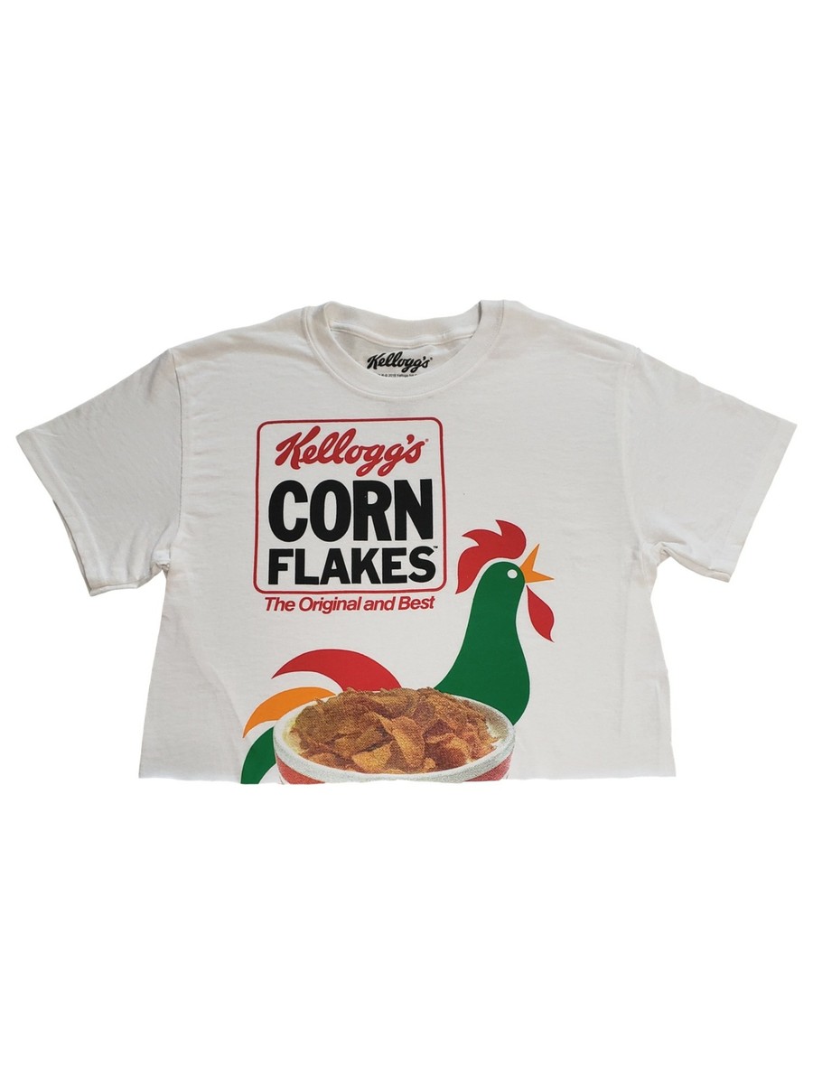 Junior Womens Kelloggs Corn Flakes White Cotton Crop Top Short
