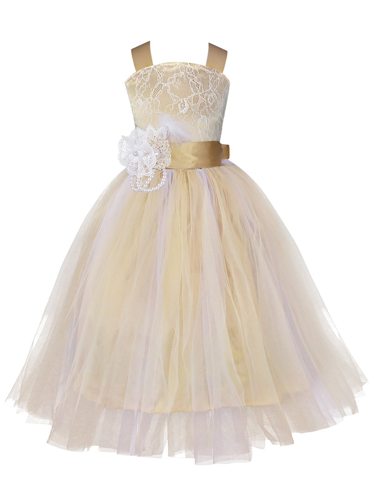 Flower Girl Princess Tulle Dress Party Pageant Wedding Bridesmaid Prom ...