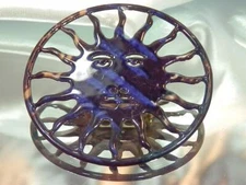 Vintage 80's COOOL Sun Face Enamel Large Round Brooch 545ag2