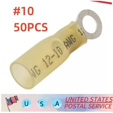 Heat Shrink Ring Wire Connector Crimp Terminals 10 AWG 12-10 Waterproof 50PCS