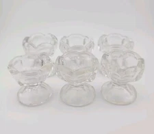 Vtg 6pc Set Glass Open Salt Dip Cellars Fluted Ruffled Footed Vintage