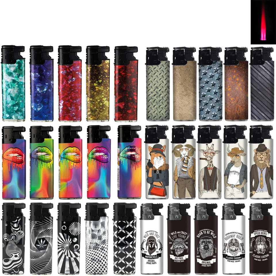 SEPILO 5x Feuerzeug Turbofeuerzeug Limitierte Top Motive Sturmfeuerzeug Jet Turboflamme