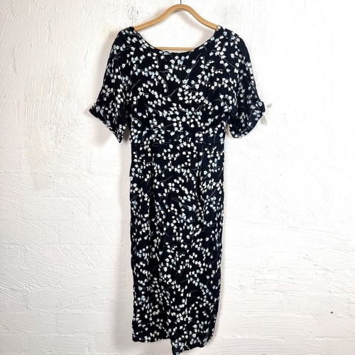 ASOS MATERNITY Womens Midi Dress Size 8 Navy Blue/White Floral Short Sleeve