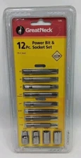 GREAT NECK 12PC. POWER BIT & SOCKET SET CR-V STEEL/CHROME PLATED SAE