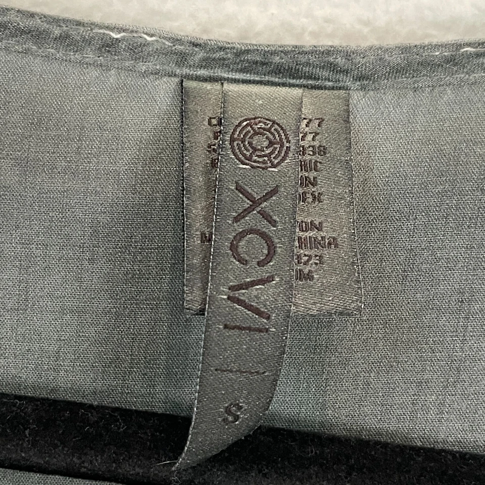 Top túnica boho gris con detalles de encaje XCVI para mujer manga larga pequeña Foto 3 de 4