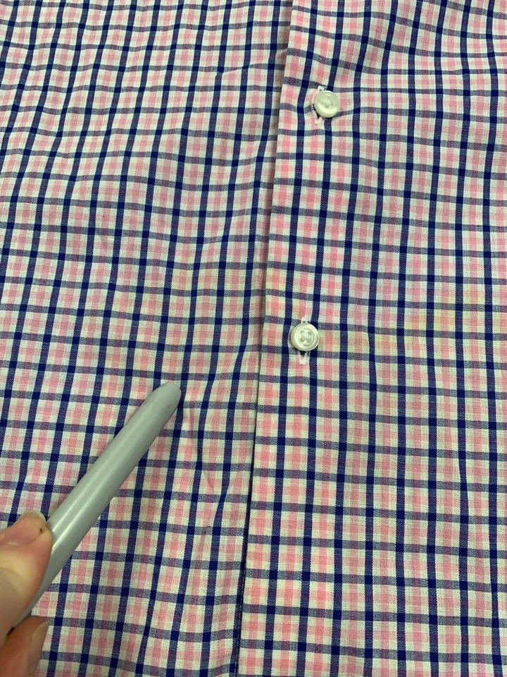 Camisa de vestir Dockers para hombre L16-16,5 (32-33) rosa guinga ajustada cuello elástico Foto 4 de 4