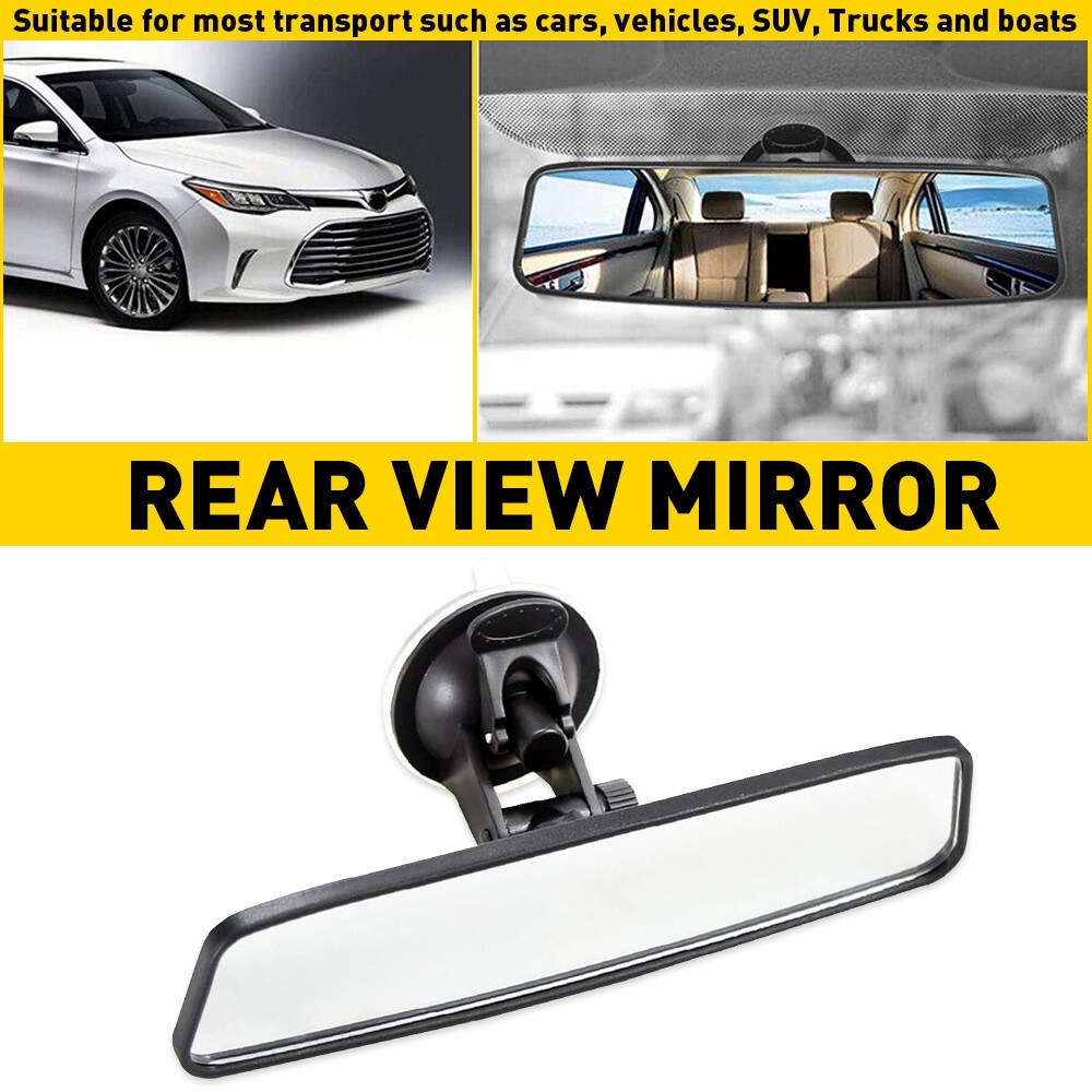 Car Interior Rear View Mirror Wide Flat Suction Cup Angle Adjustable USA