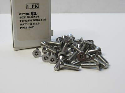 (NEW - Box of 42) MCMASTER-CARR 91870A831 18-8 Stainless Flat Head 10-32 Thread