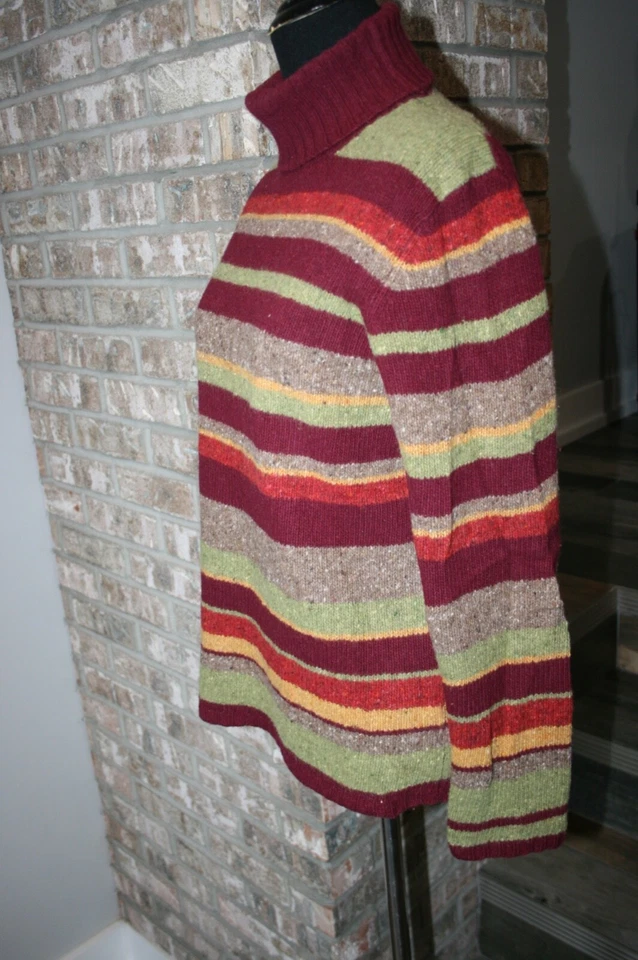 Cullen 女式羊毛混纺多色条纹高领毛衣,尺寸 M — 第 3/4 张图片