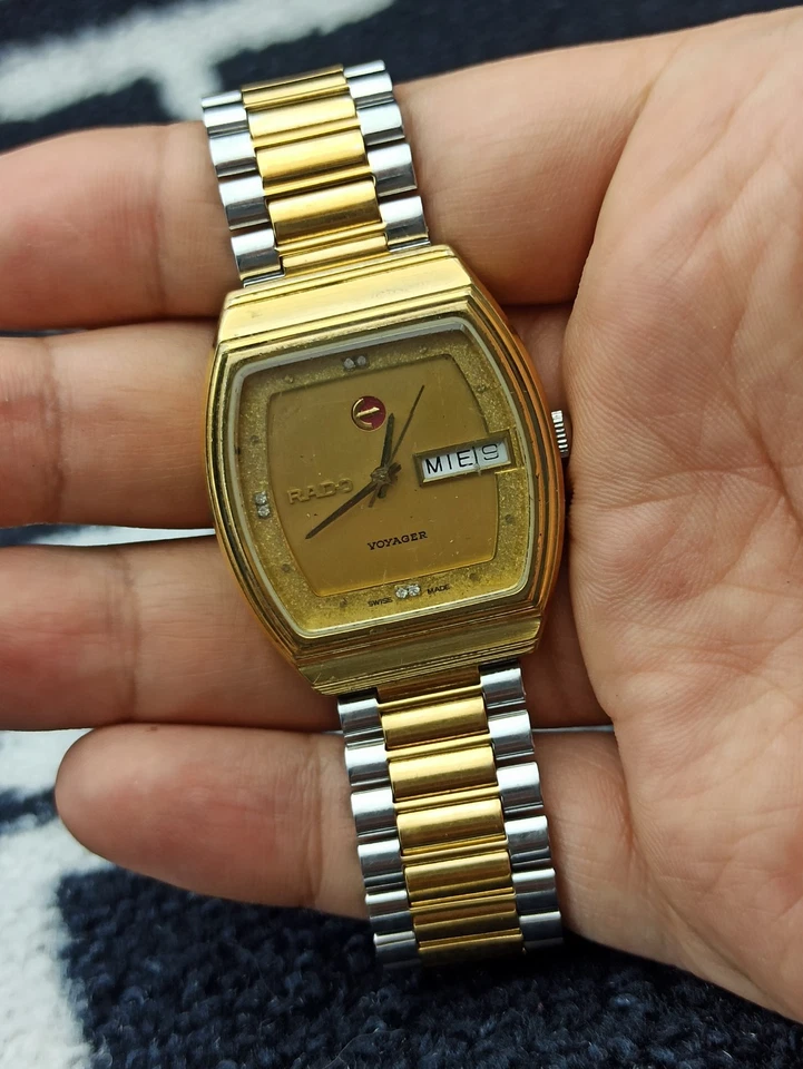 Luxury Rado Watch Gold Dial Swiss Original 1972 Elegant Voyager Model - Image 3 of 4