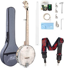 AKLOT 5 String Banjos Full Size Open Back Banjo 5-String Banjo, Clear
