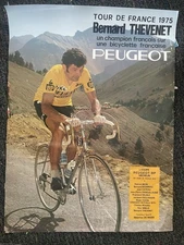 1975 Vintage BERNARD THEVENET Tour de France PEUGEOT Poster 23.5" x 31.5".  (NJ)