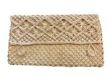 Vintage Woven Straw Clutch Purse Handbag 14 Bohemian Style Rustic