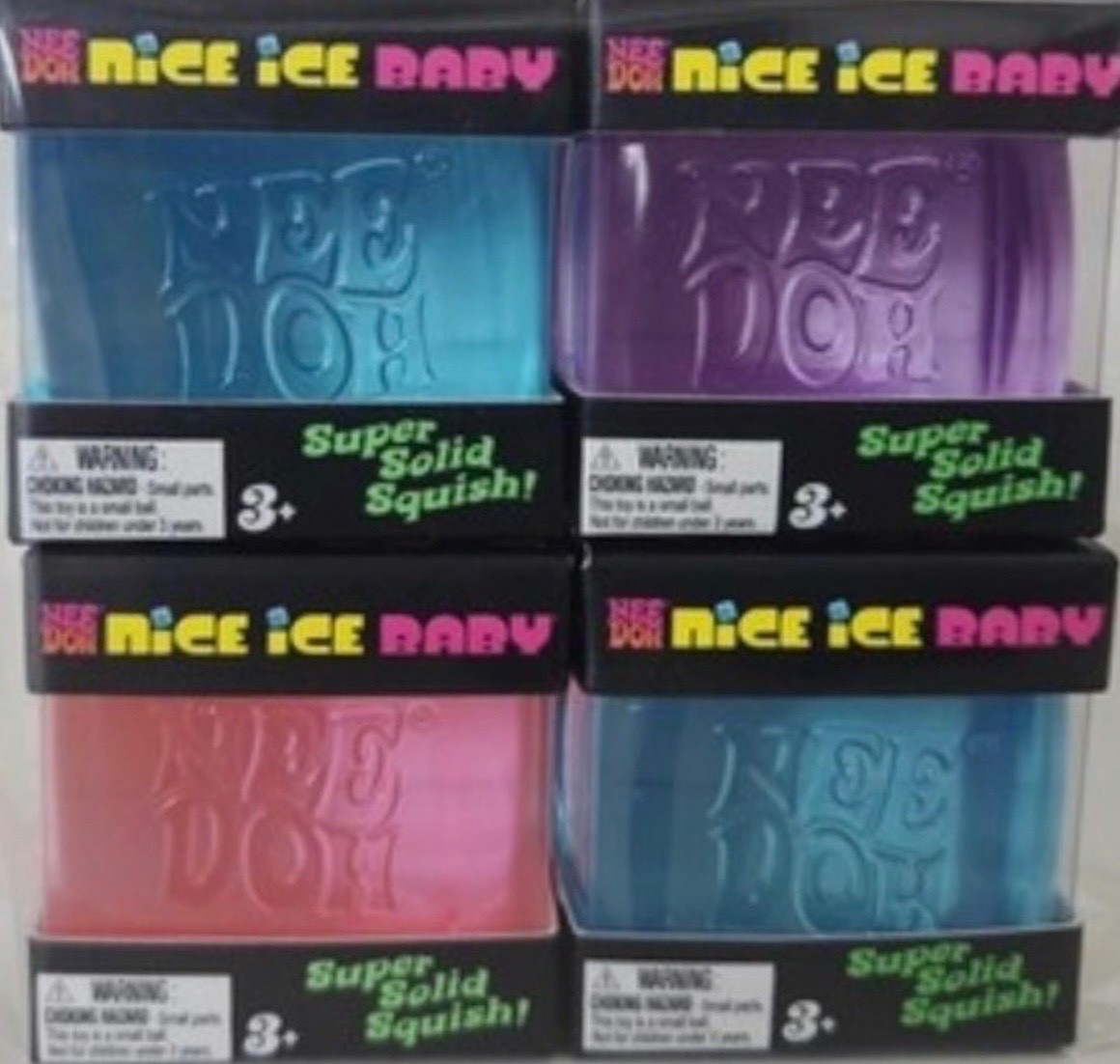Nee Doh Nice Ice Baby Super Squish - 4 Packs Blue, Pink, Purple