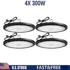 4 Pack 300W UFO Led High Bay Light Warehouse Factory Commercial Industrial 6000K