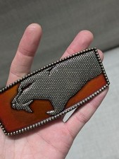 vintage Y2K belt buckle PANTHER cougar THUNDERCATS jaguar WESTER brass HOT TOPIC