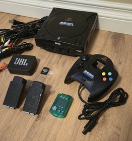 SEGA Sports Dreamcast Black Console System W/ [GDEMU] Installed Bundle Lot Read