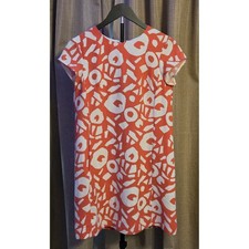 Ann Taylor Loft Geometric Abstract Print Shift Dress Women's Size 4 Pink White