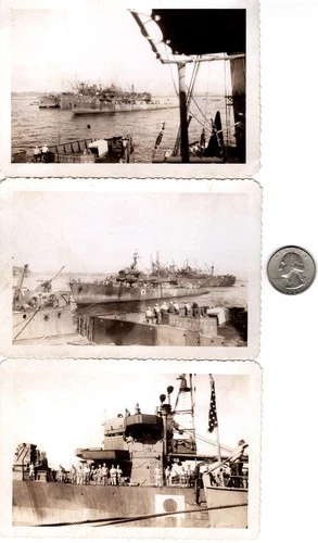 x3 WW2 WWII US Navy USN Military Pictures Photos - Surrendering Japanese Ships