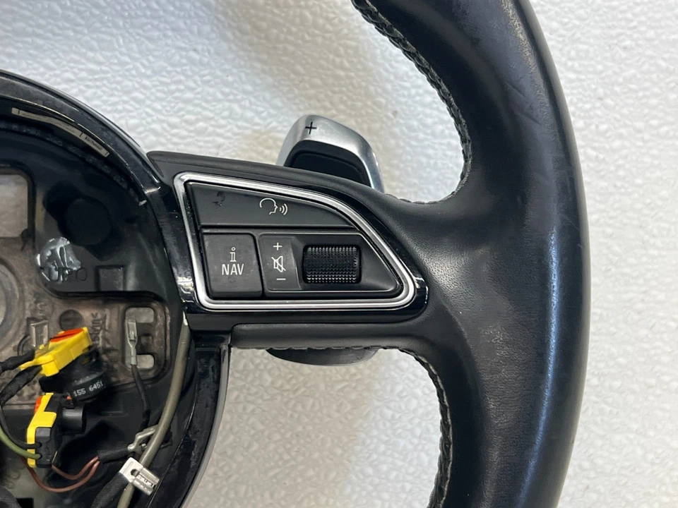 ⭐2014-2017 AUDI SQ5 DIRECCIÓN RUEDA CUERO NEGRO CON PALANCAS DE CAMBIO LOTE OEM2633 Foto 3 de 4