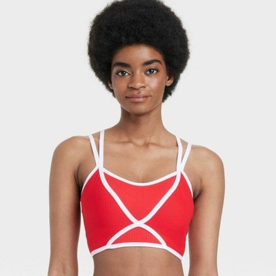 Colsie Women's Contrast Trim Layered Bralette Red Size XL