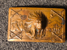 VINTAGE BRASS INDIAN CHIEF BELT BUCKLE ORIGINAL 1940s 1950s ROBINS CO