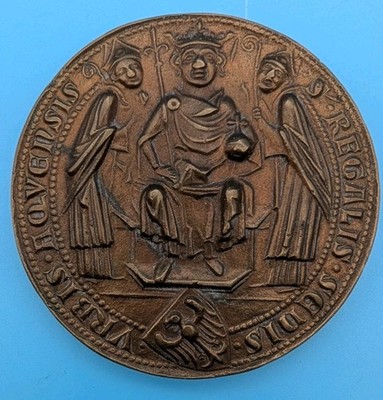 Aachen Karl der Große Wandrelief Metall Plakette REGALIS SEDES AACHEN historisch