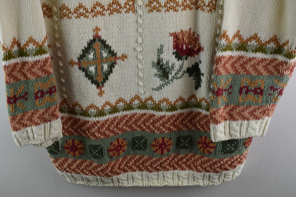 Vintage Womans Granny Knit Long Knitted Jumper Cotton Ramie Blend Size 14 - Image 3 of 4