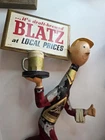 x2 Original Vintage 1952 Blatz Beer Bottle Man Waiter Metal Sign Free Shpn