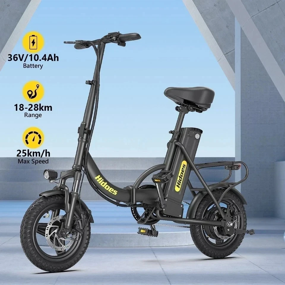 Folding Lightweight E-Bike Hidoes 14in Fat Tire Electric City Bike 25km UK STOCK - Image 4 of 4