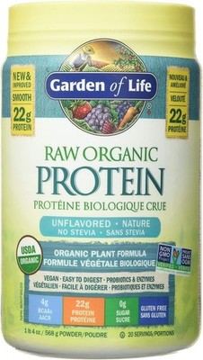 Garden Of Life RAW Organic Protein Unflavored Certified Plant Peas 568g NEW