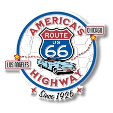 Route 66 America's Highway Circle Magnet by Classic Magnets, 3.5" x 3"