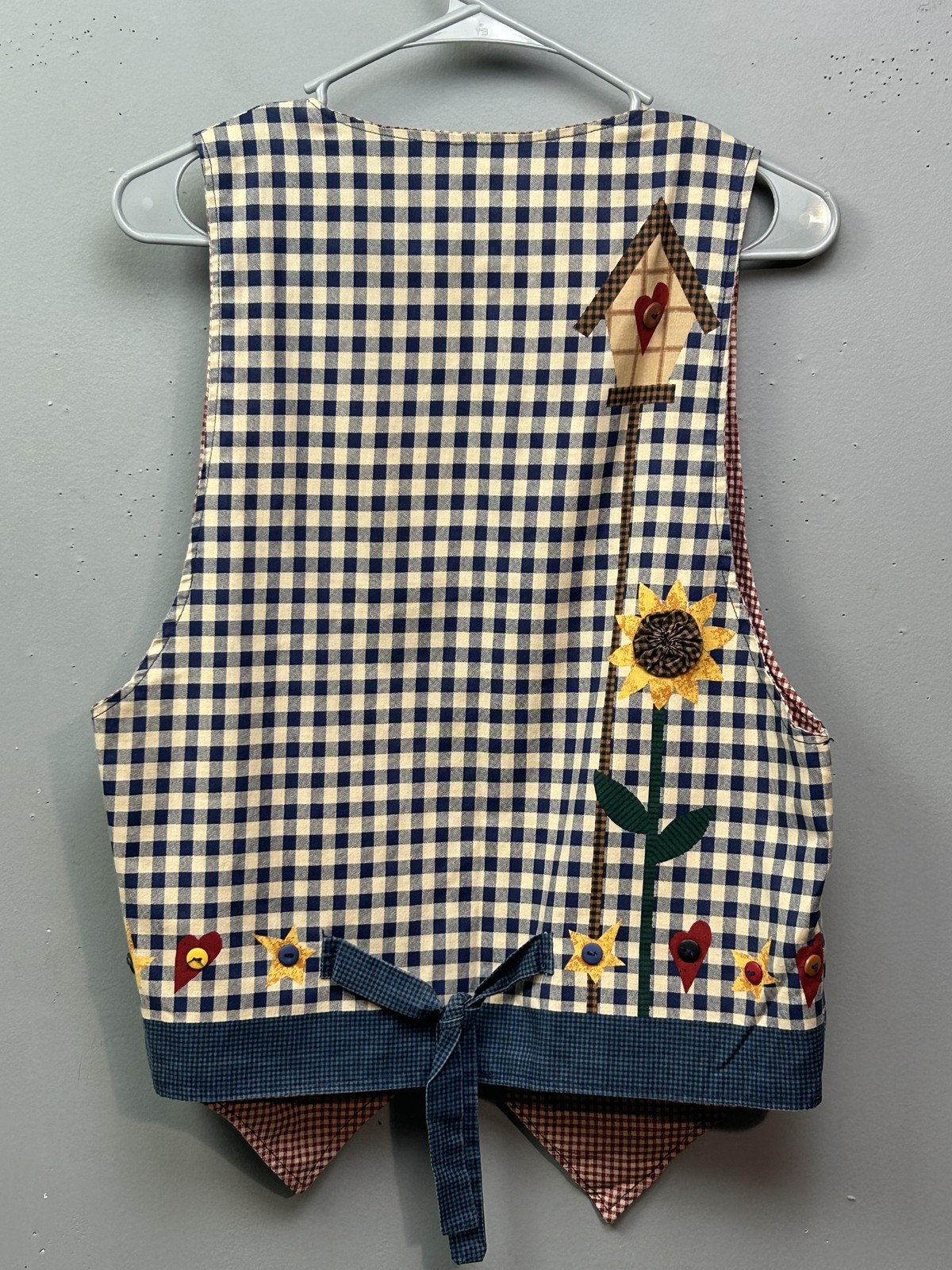 Sunflower Patchwork Vest Womens Medium Gingham Co… - image 2