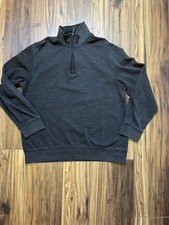 Van Heusen Mens Pullover 1/4 Zip Sweater Large Black Mock Neck Long Sleeve Nice
