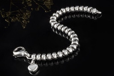 Chopard Armband Les Chaînes Herz Gliederarmband 16,5cm in 750er Weißgold Schmuck
