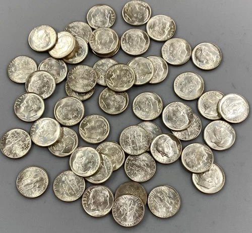 50 1957 D BU US 90% Silver Roosevelt 10c L24097