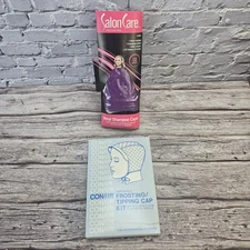 Conair Pro Frosting Tipping Cap Kit 4 Caps & Vinyl Cape READ DISCRIPTION 