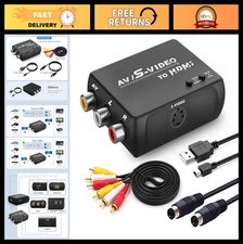 S-Video to HDMI Converter with RCA & USB Cables, PAL/NTSC Compatible for TV/PC/X