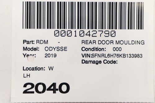 2018 - 2025 HONDA ODYSSEY REAR LEFT DOOR WINDOW BELT WEATHERSTRIP MOLDING OEM - Picture 7 of 7