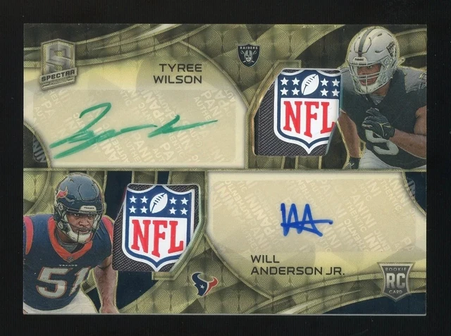 2023 Spectra Gol Vinyl Tyree Wilson Will Anderson NFL Shield Patches AUTO's 1/1