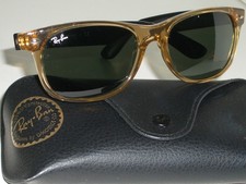 55 18mm RAY BAN RB2132 HONEY BROWN/BLACK BLEND G15 CRYSTAL WAYFARER SUNGLASSES