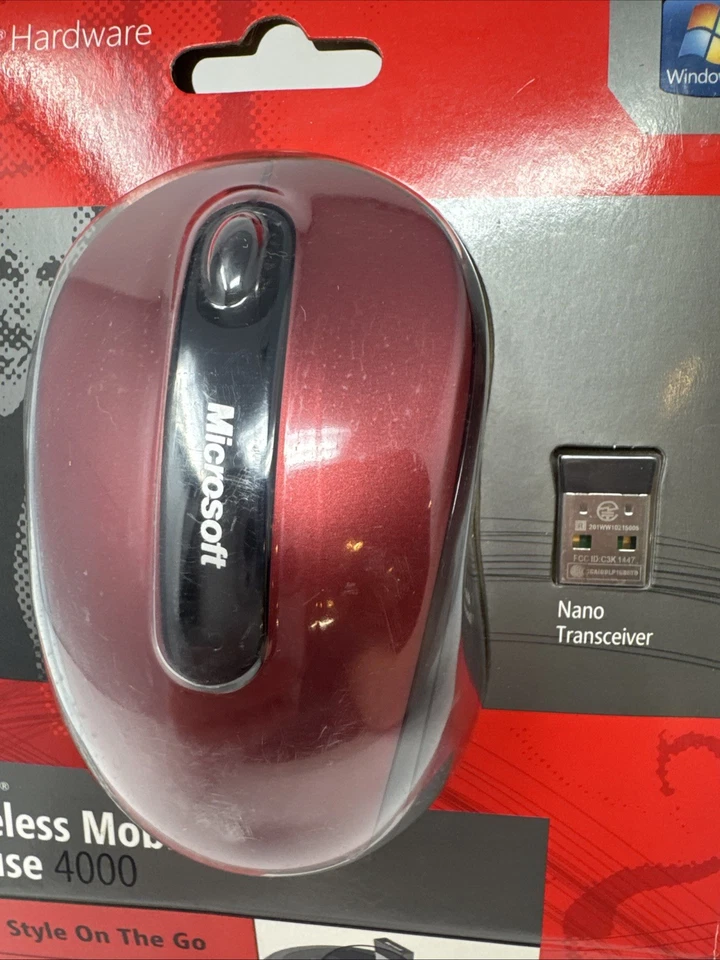 Microsoft Mobile Wireless Red Mouse 4000 Blue Track D5D-00038 1383 New Sealed - Image 4 of 4