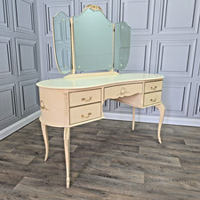Vintage Dressing Table Desk - Triple Mirror French Louis XV Antique Style Vanity