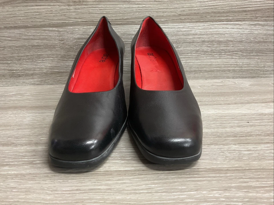 Zapatos de salón de cuero Arche negros talla 11 para mujer clásicos profesionales trabajo carrera Foto 3 de 4