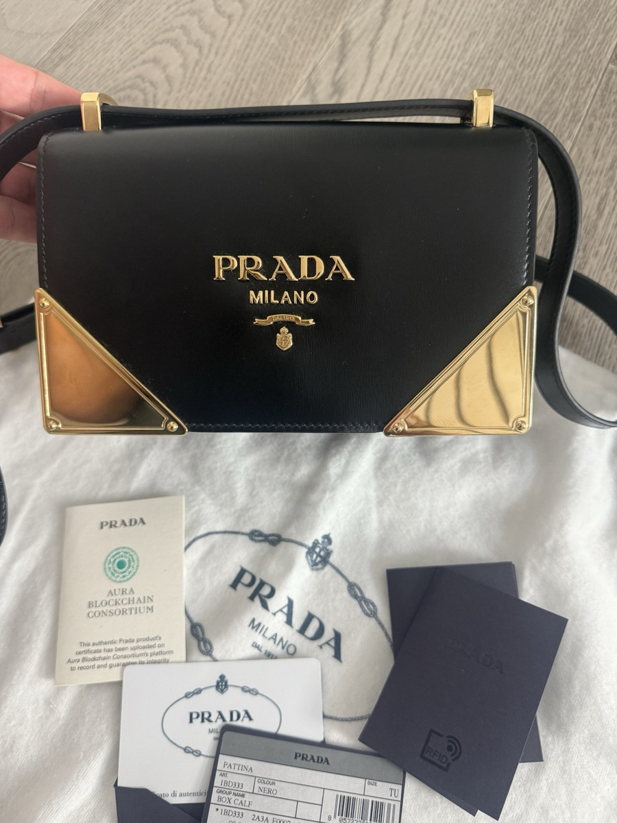 バッグ PRADA PATENT LEATHER SQUARE BOX BAG Prada Black Brushed Square Multi-Strap Mini Crossbody Bag | eBay