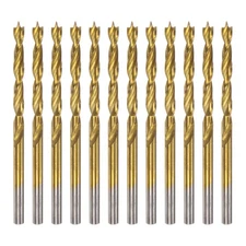 12pcs Brad Point Drill Bits 3.5mm(9/64") Dia HSS4241 Twist Drill Golden