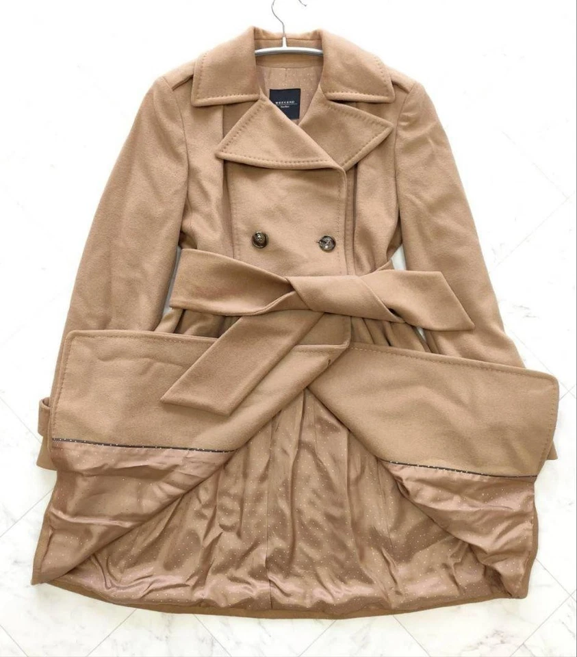 Max Mara Wool Alpaca Double Breasted Pleated Ribbon Coat - Image 3 of 4