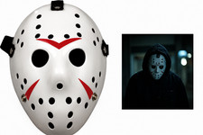 White Horror Hockey Mask Halloween Cosplay Costume Adjustable Strap for Adults