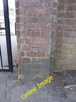 Photo 6x4 OS benchmark - Wombridge school Telford An OS cutmark on the ga c2014
