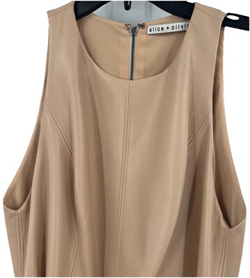 knee length dresses for ladies Miss Circle Women's Eliana Olive Faux Leather Dress - Green main image 1